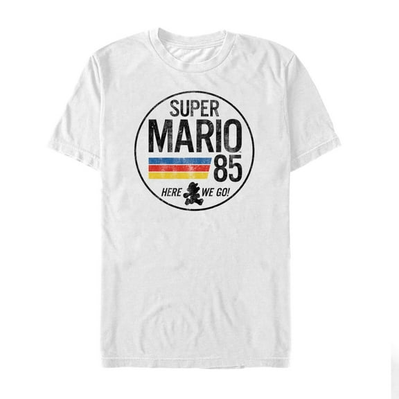 Men's Nintendo Super Mario Retro Rainbow Ring  Graphic Tee White Large