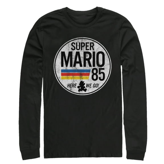 Men's Nintendo Super Mario Retro Rainbow Ring  Long Sleeve Shirt Black X Large