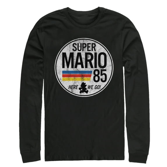 Men's Nintendo Super Mario Retro Rainbow Ring Long Sleeve Shirt Black X Large