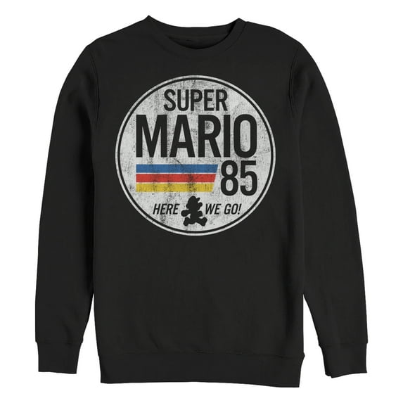 Men's Nintendo Super Mario Retro Rainbow Ring Sweatshirt Black Large