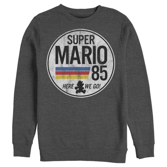 Men's Nintendo Super Mario Retro Rainbow Ring Sweatshirt Charcoal Heather Small