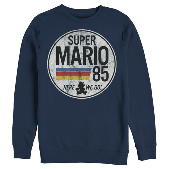 Men's Nintendo Super Mario Retro Rainbow Ring Sweatshirt Navy Blue 2X Large