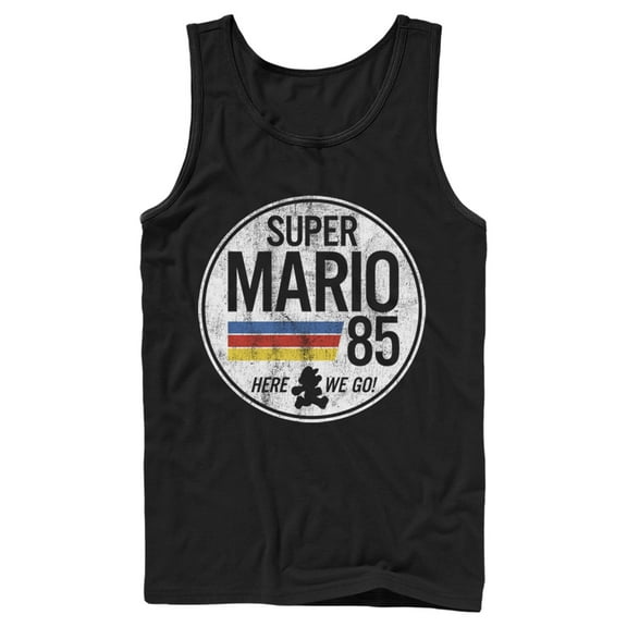 Men's Nintendo Super Mario Retro Rainbow Ring Tank Top Black 2X Large