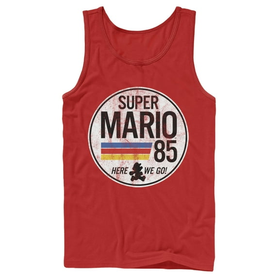 Men's Nintendo Super Mario Retro Rainbow Ring Tank Top Red 2X Large