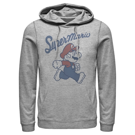Men's Nintendo Super Mario Side Profile Pull Over Hoodie Athletic Heather X Large