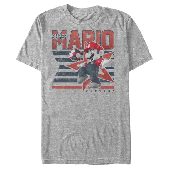 Men's Nintendo Super Mario Soccer 1985 Graphic Tee Athletic Heather Medium