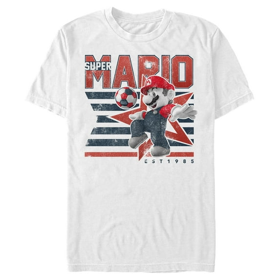 Men's Nintendo Super Mario Soccer 1985 Graphic Tee White Medium