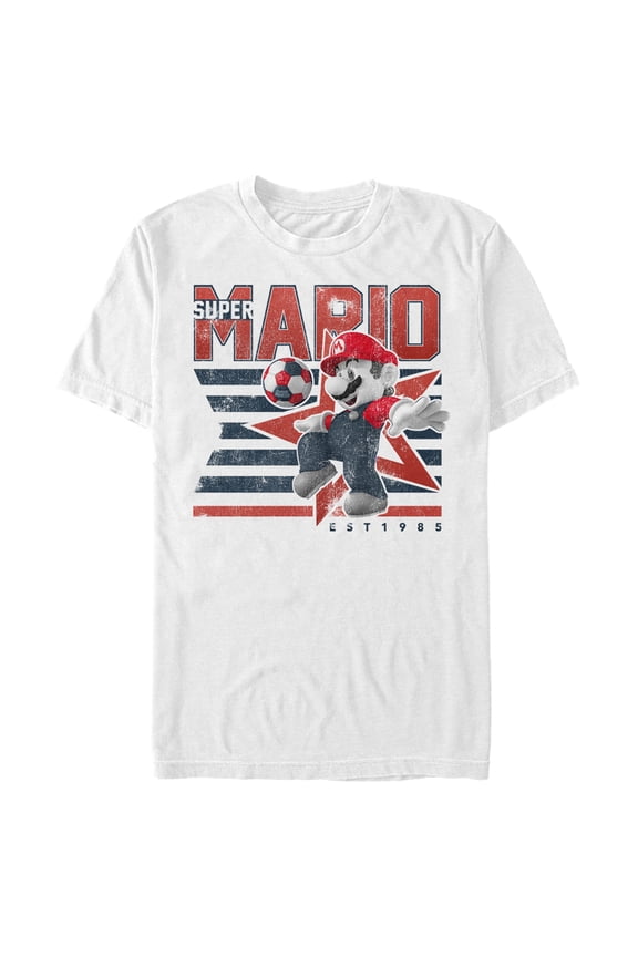 Men's Nintendo Super Mario Soccer 1985 Graphic Tee White Medium