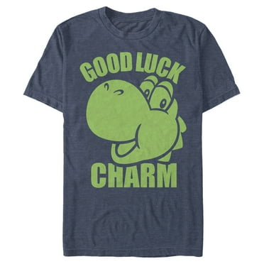 Men's Nintendo Super Mario St. Patrick's Day Yoshi Good Luck Charm  Graphic Tee Navy Blue Heather Small