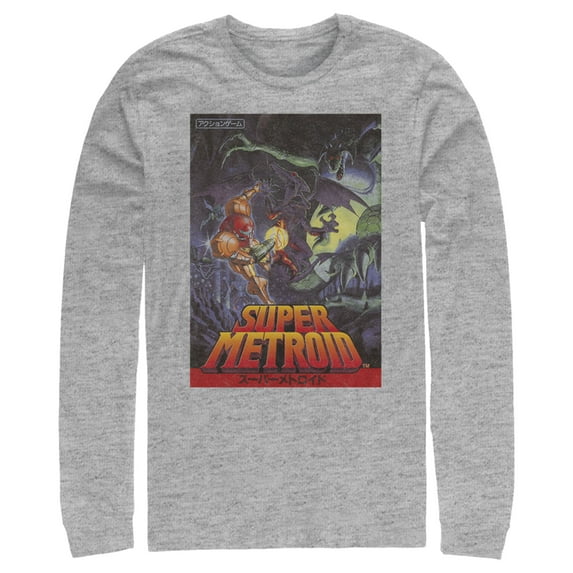 Men's Nintendo Super Metroid Japanese Cover Art Graphic Tee Athletic Heather 3X Large