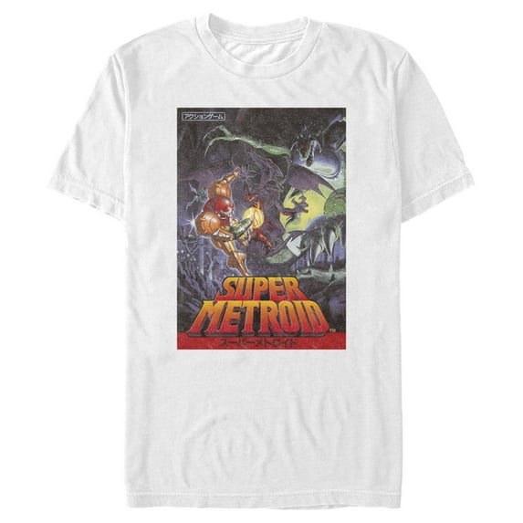 Men's Nintendo Super Metroid Japanese Cover Art Graphic Tee White 2X Large