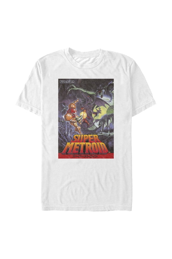 Men's Nintendo Super Metroid Japanese Cover Art Graphic Tee White 3X Large