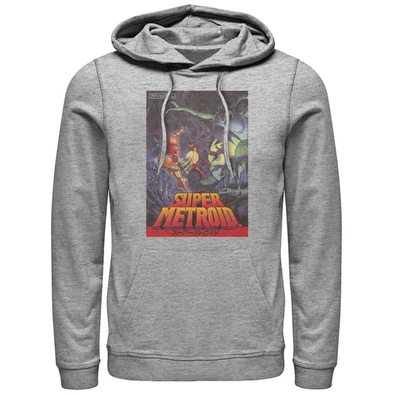 Men's Nintendo Super Metroid Japanese Cover Art  Pull Over Hoodie Athletic Heather 3X Large