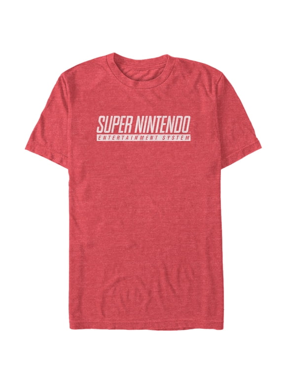 Men's Nintendo Super NES Text Logo Graphic Tee Red Heather Large