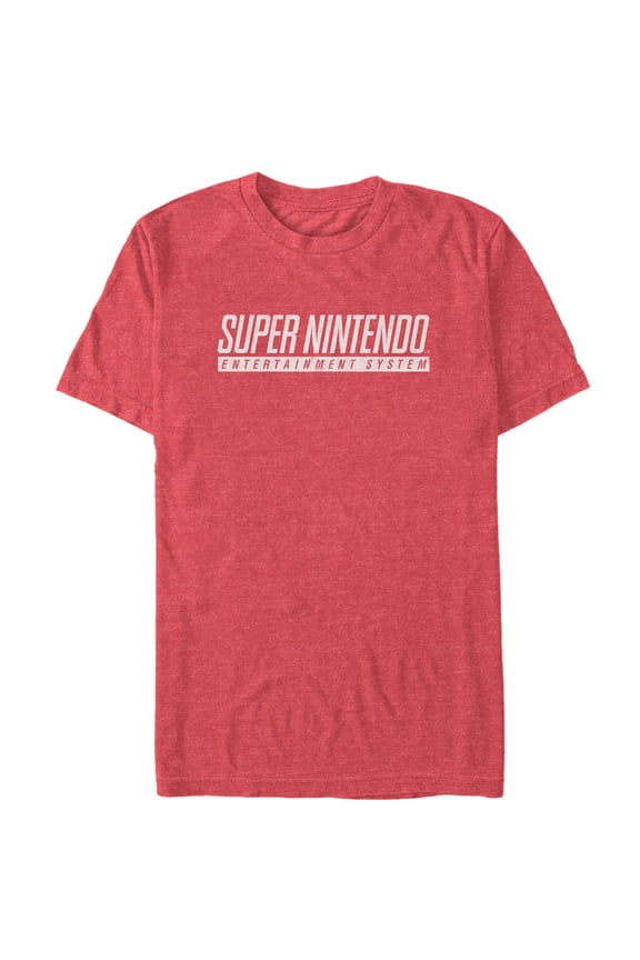 Men's Nintendo Super NES Text Logo Graphic Tee Red Heather Large
