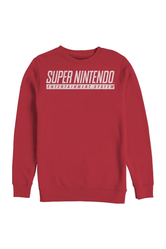 Men's Nintendo Super NES Text Logo Sweatshirt Red 2X Large