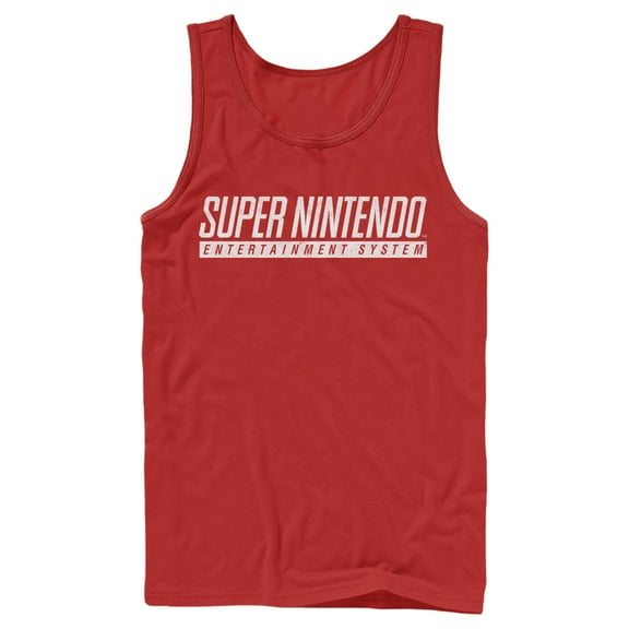Men's Nintendo Super NES Text Logo Tank Top Red Large