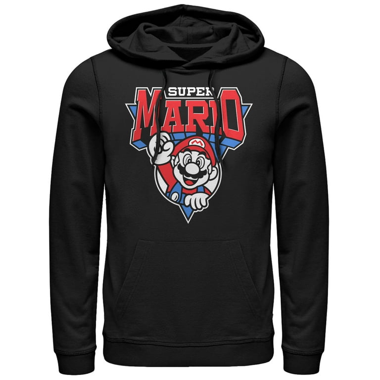 Men s Nintendo Team Super Mario Emblem Pull Over Hoodie Black X