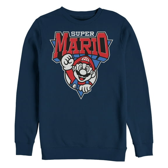 Men's Nintendo Team Super Mario Emblem  Sweatshirt Navy Blue Large