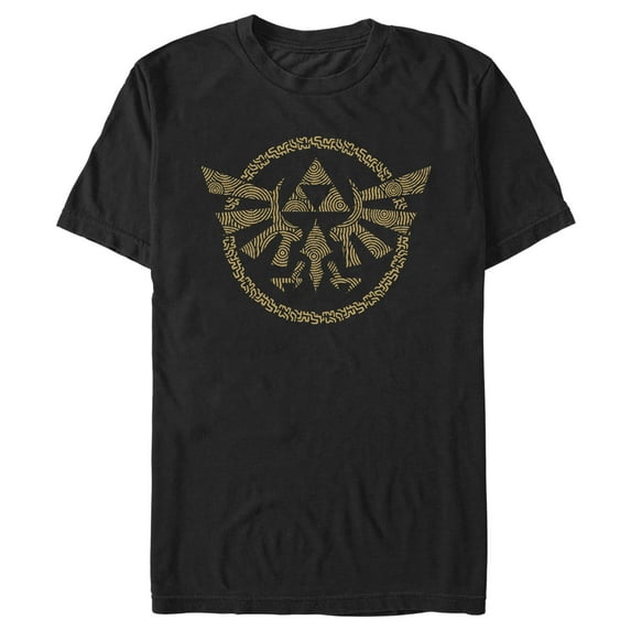 Men's Nintendo The Legend of Zelda: Tears of the Kingdom Gold Hyrule Crest Graphic Tee Black Large
