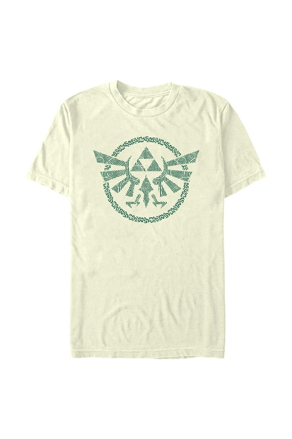 Men's Nintendo The Legend of Zelda: Tears of the Kingdom Green Hyrule Crest Graphic Tee Beige 3X Large