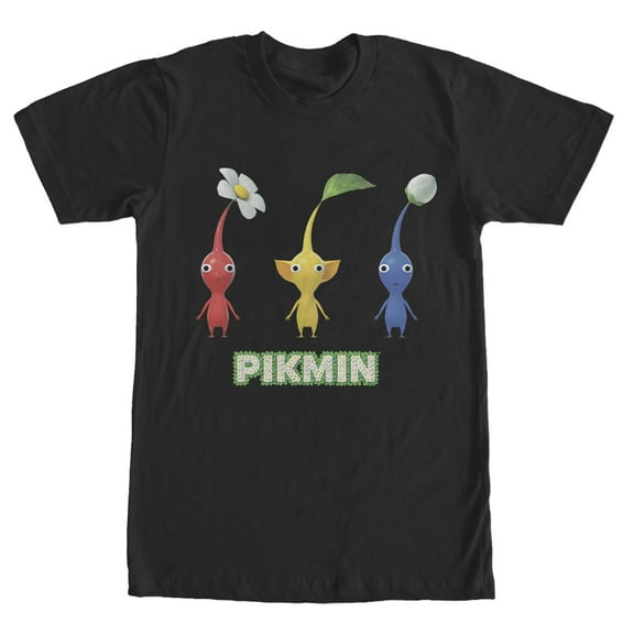 Men's Nintendo Three Pikmins in a Row  Graphic Tee Black 2X Large