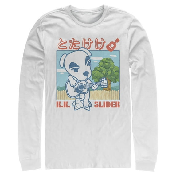 Men's Nintendo Totakeke K.K. Slider Guitar Long Sleeve Shirt White Small