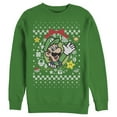 thumbnail image 1 of Men's Nintendo Ugly Christmas Luigi Wreath  Sweatshirt Kelly Green Small, 1 of 3