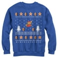 thumbnail image 1 of Men's Nintendo Ugly Christmas Mario Coin  Sweatshirt Royal Blue Large, 1 of 3