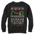 thumbnail image 1 of Men's Nintendo Ugly Christmas Mario and Bowser  Sweatshirt Black X Large, 1 of 4