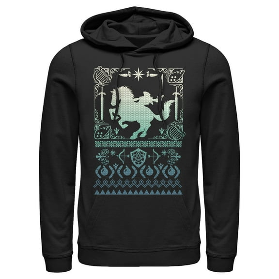 Men's Nintendo Ugly Christmas Sweater Print Link Icons  Pull Over Hoodie