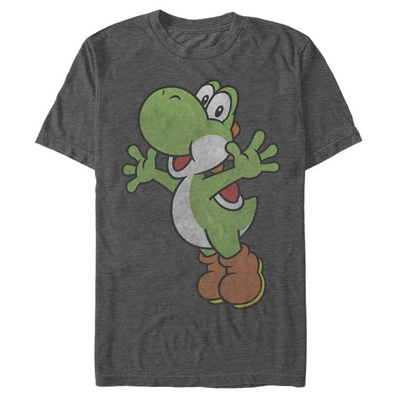 Men's Nintendo Yoshi Smiling Jumping Graphic Tee Charcoal Heather 2X Large