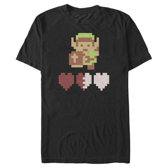 Men's Nintendo Zelda 8-Bit Hearts  Graphic Tee Black Medium