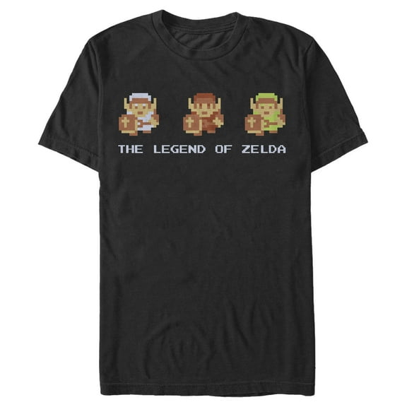 Men's Nintendo Zelda 8-Bit Link Side by Side Graphic Tee Black Large