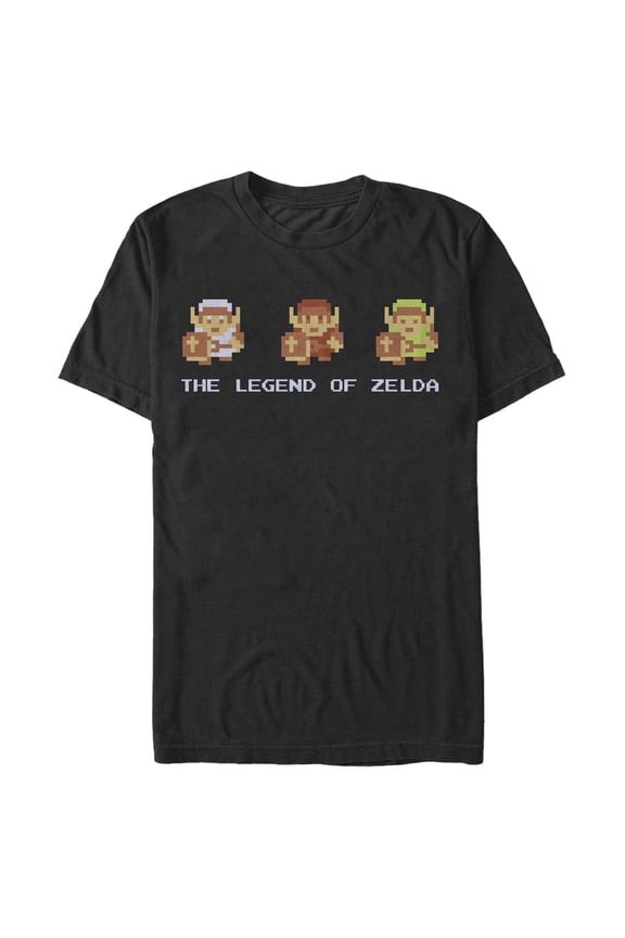 Men's Nintendo Zelda 8-Bit Link Side by Side Graphic Tee Black Small