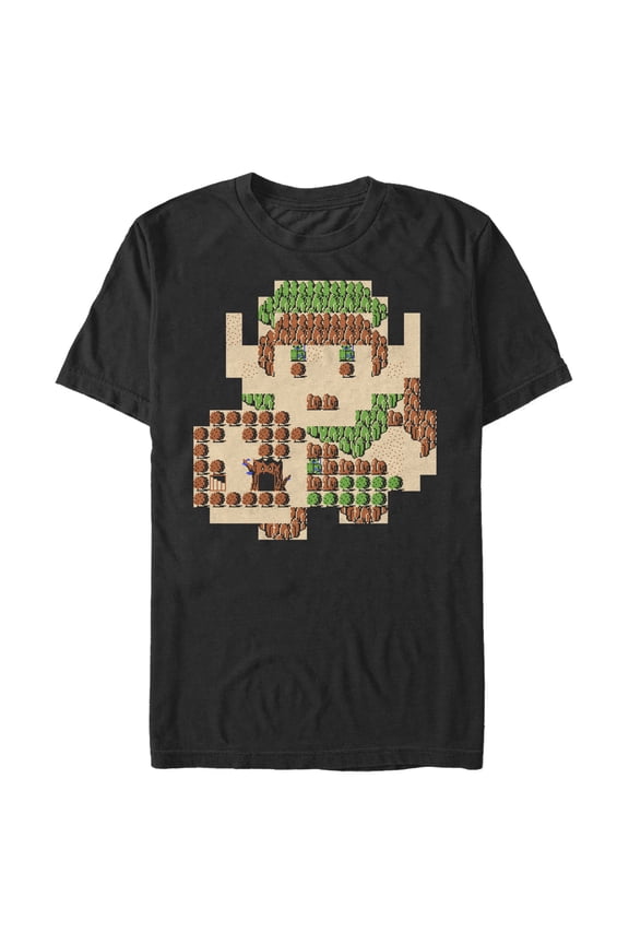 Men's Nintendo Zelda 8-Bit Map Link  Graphic Tee Black 2X Large
