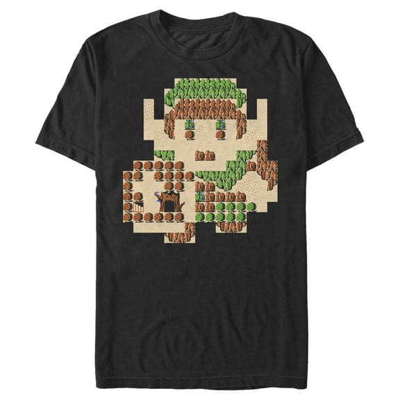 Men's Nintendo Zelda 8-Bit Map Link  Graphic Tee Black 3X Large