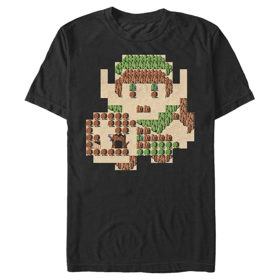 Men's Nintendo Zelda 8-Bit Map Link Graphic Tee Black Large