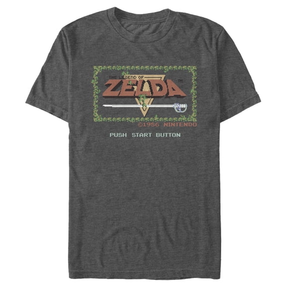 Men's Nintendo Zelda 8-Bit Title Screen Graphic Tee Charcoal Heather Large