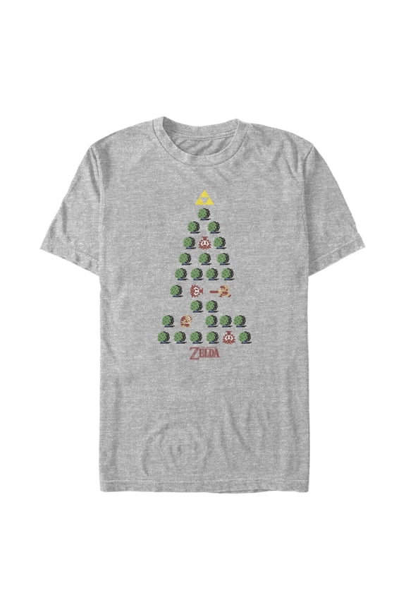 Men's Nintendo Zelda Bits Christmas Tree Graphic T-Shirt