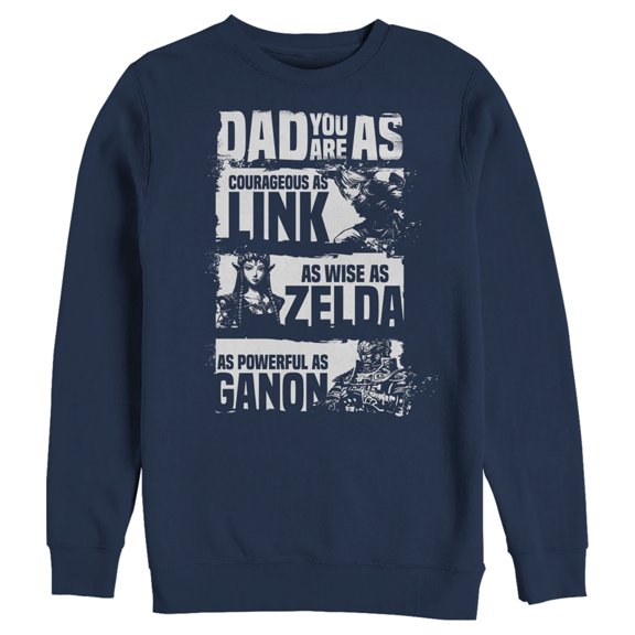 Men's Nintendo Zelda Dad You are Courageous Wise Powerful Sweatshirt Navy Blue Large