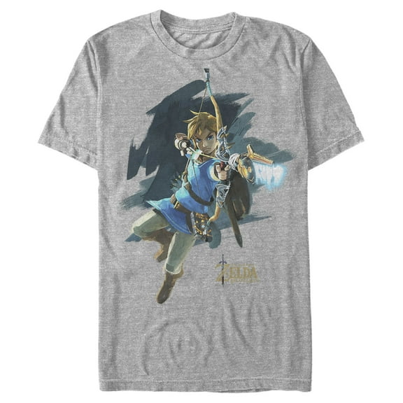 Men's Nintendo Zelda Link Bow and Arrow Jump  Graphic Tee Athletic Heather Medium