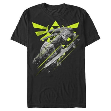 Men's Nintendo Zelda Link Logo Action Pose  Graphic Tee Black 2X Large