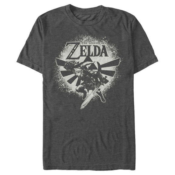 Men's Nintendo Zelda Link Wingcrest Spray Paint Graphic Tee Charcoal Heather 2X Large