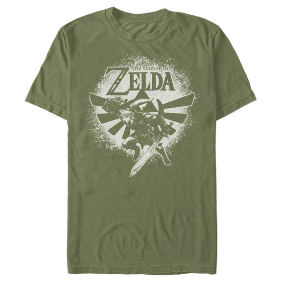 Men's Nintendo Zelda Link Wingcrest Spray Paint  Graphic Tee Military Green 3X Large