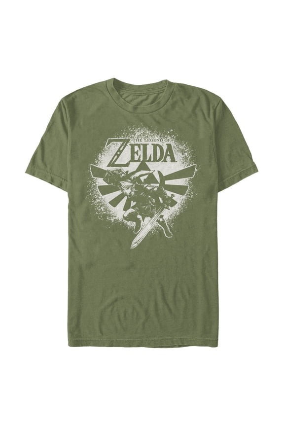 Men's Nintendo Zelda Link Wingcrest Spray Paint  Graphic Tee Military Green X Large