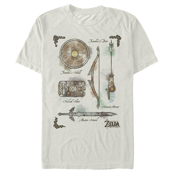 Men's Nintendo Zelda Quest Gear Array Graphic Tee Cream 3X Large