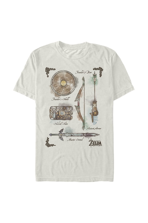 Men's Nintendo Zelda Quest Gear Array Graphic Tee Cream Medium