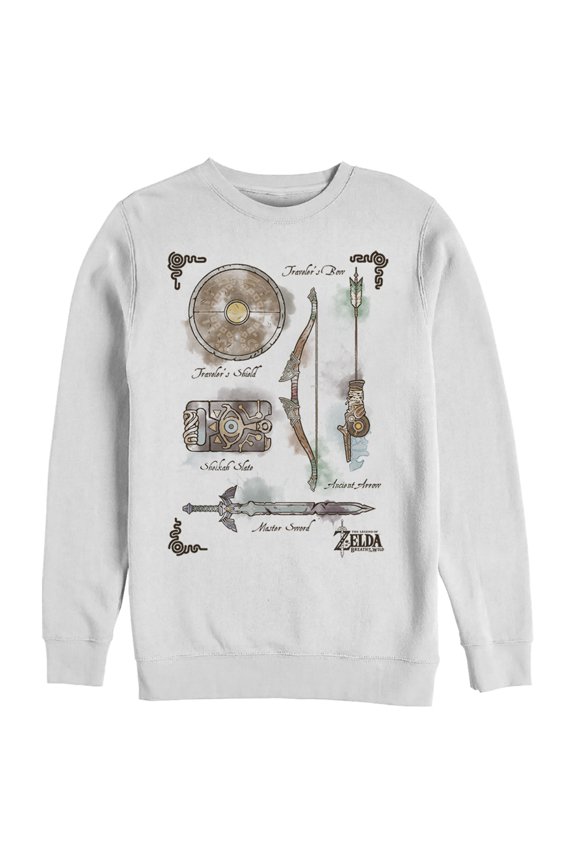 Men's Nintendo Zelda Quest Gear Array  Sweatshirt White 3X Large