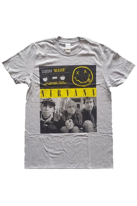 Men's Nirvana Bleach Cassettes Slim Fit T-shirt X-Large Grey